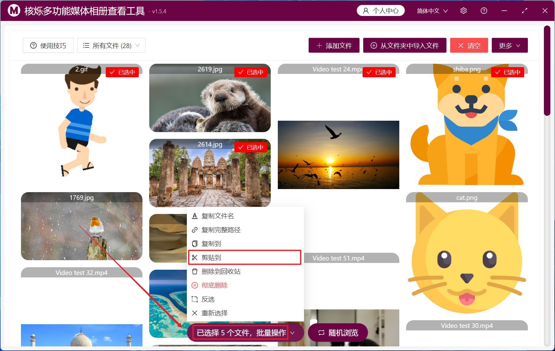 image-如何将多个文件夹里的所有图片、视频文件同时预览播放并且批量选取文件移动到指定位置