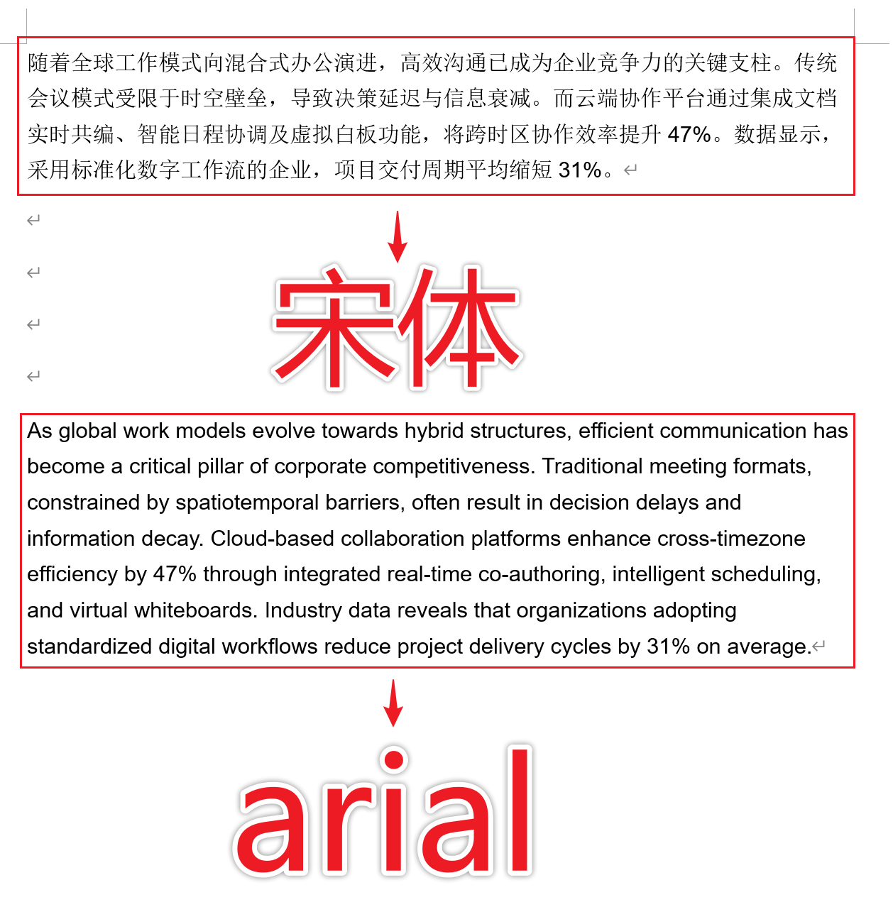 image-word中文西文字体设置,中文宋体怎么设置,西文字体设置为arial字体