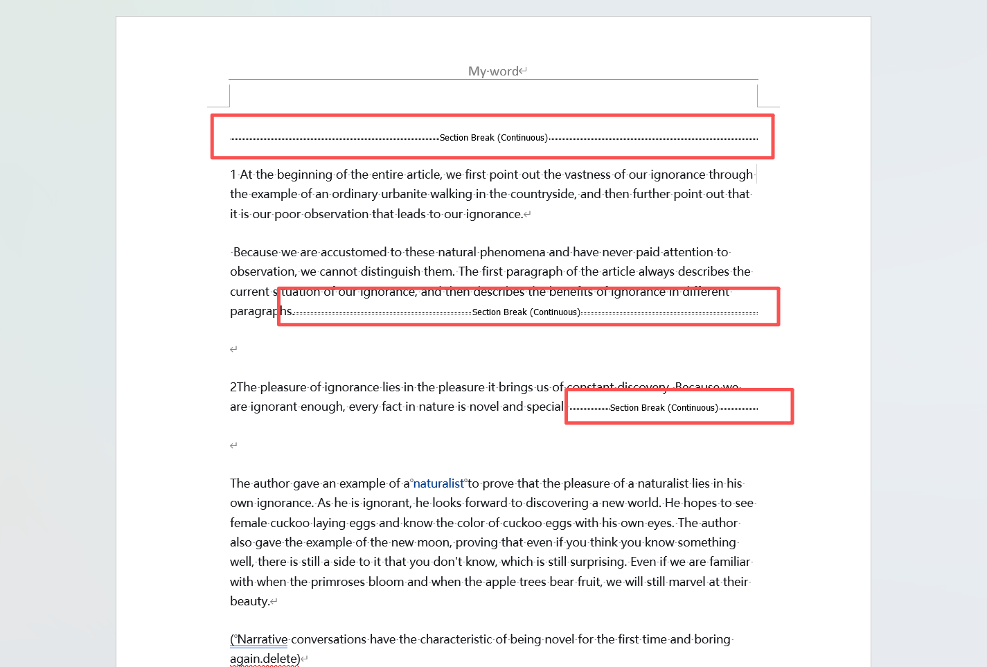image-Word删除分节符,替换Word分节符,Word清除分节符